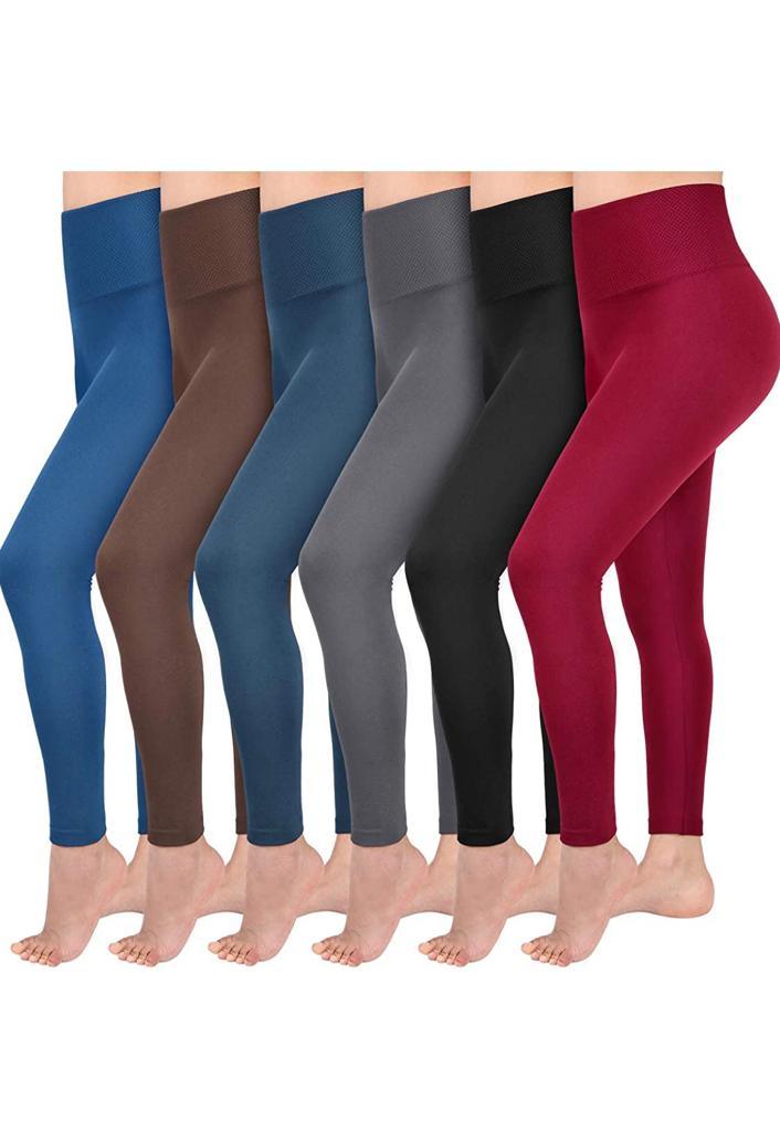 2 Pack Women‚Äôs Fleece Lined Leggings High Waist Stretchy warm