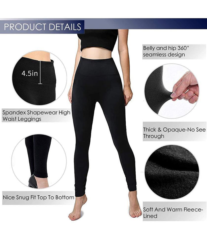 2 Pack Women‚Äôs Fleece Lined Leggings High Waist Stretchy warm