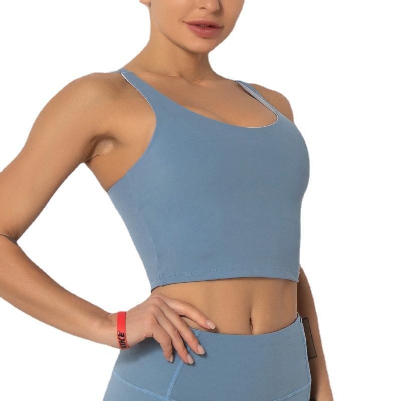 Women Wirefree Removable Cups Longline Yoga Sports Vest
