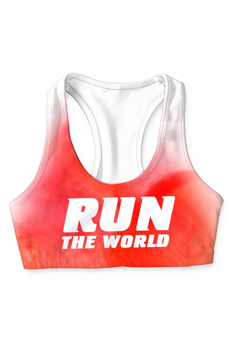 Run the World Stella Red Seamless Racerback Running Sport Bra - Women