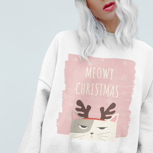 Womens Meowy Christmas Sweatshirt
