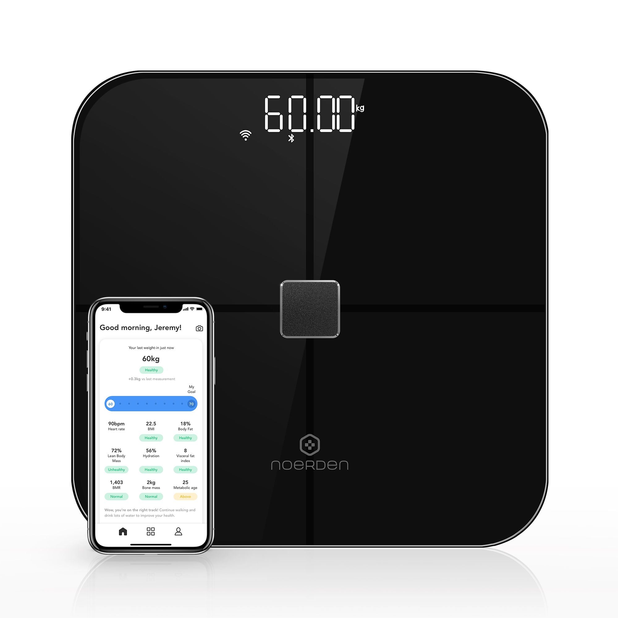 WiFi&Bluetooth smart body scale with Heart Rate monitor - NOERDEN
